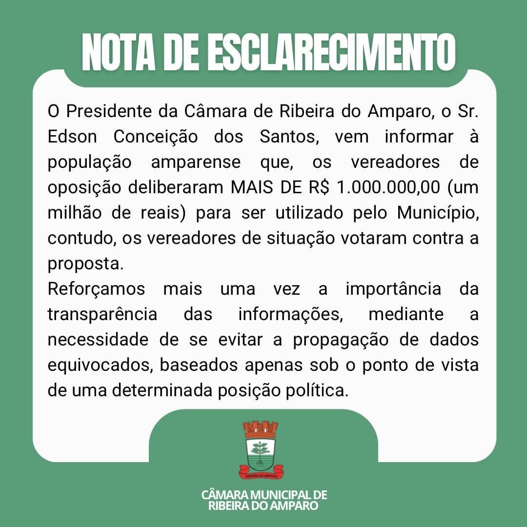 NOTA DE ESCLARECIMENTO