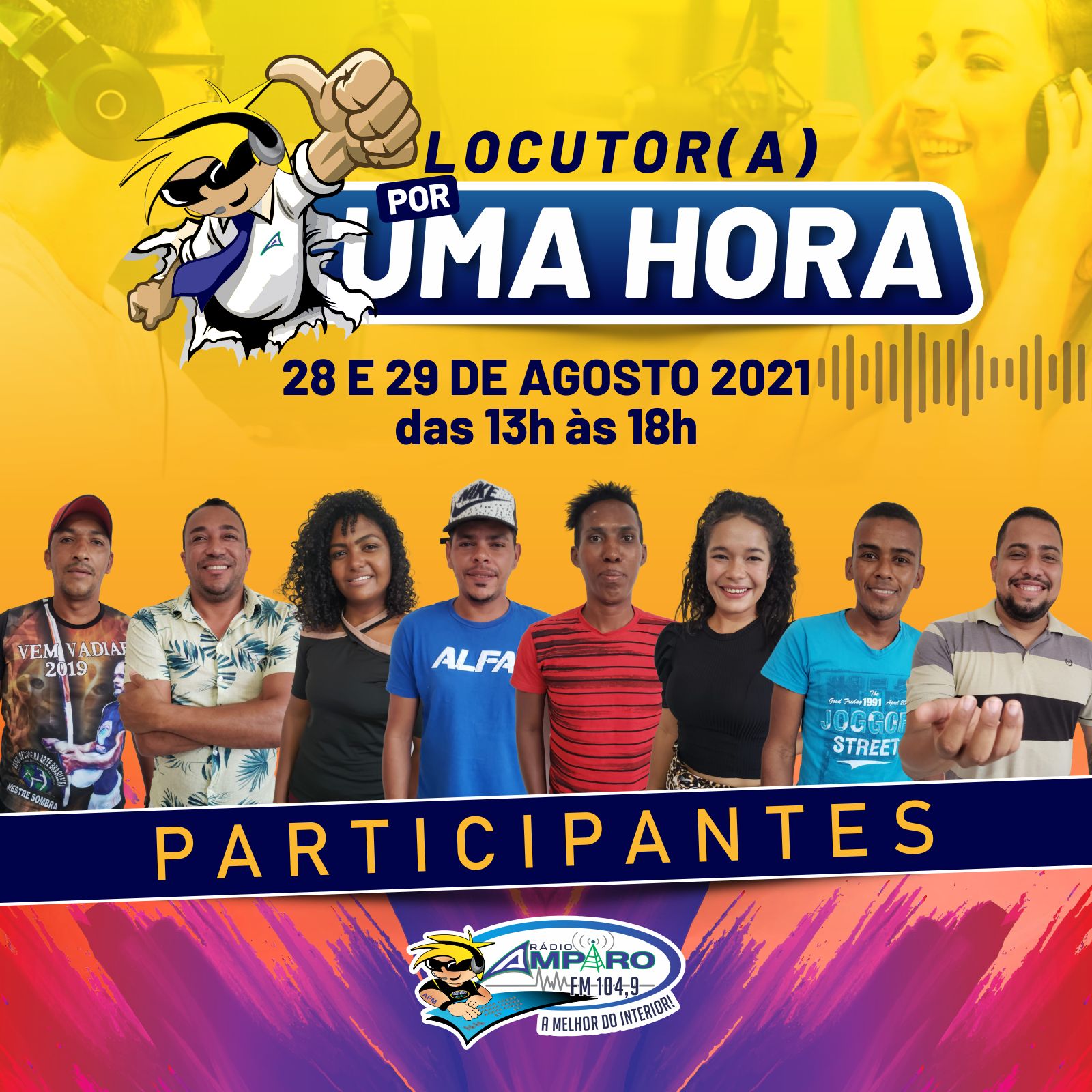 QUADRO LOCUTOR(A) POR UMA HORA NA RÁDIO AMPARO FM 104,9